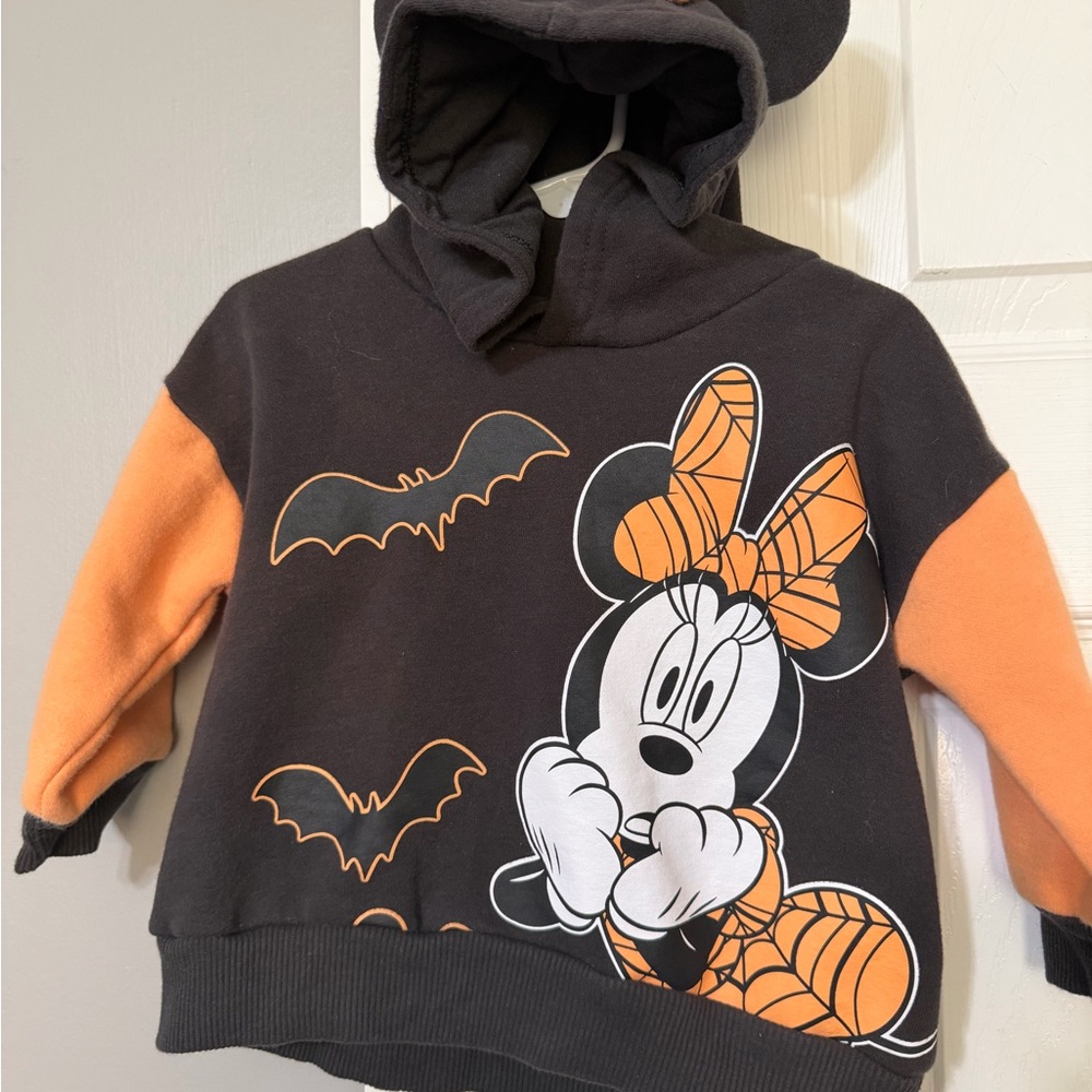 Disney Black Hoodie with Orange Tag Accent